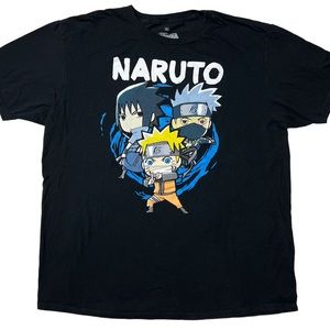 Naruto Shippuden Chibi Group Graphic T-Shirt in Black Unisex Sz XL